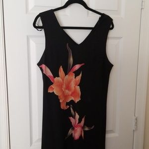 Black floral column dress